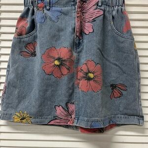 She + Sky Floral Denim Skirt
